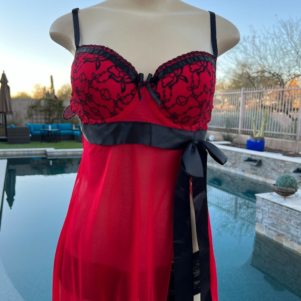 Sexy sheer red matching lingerie